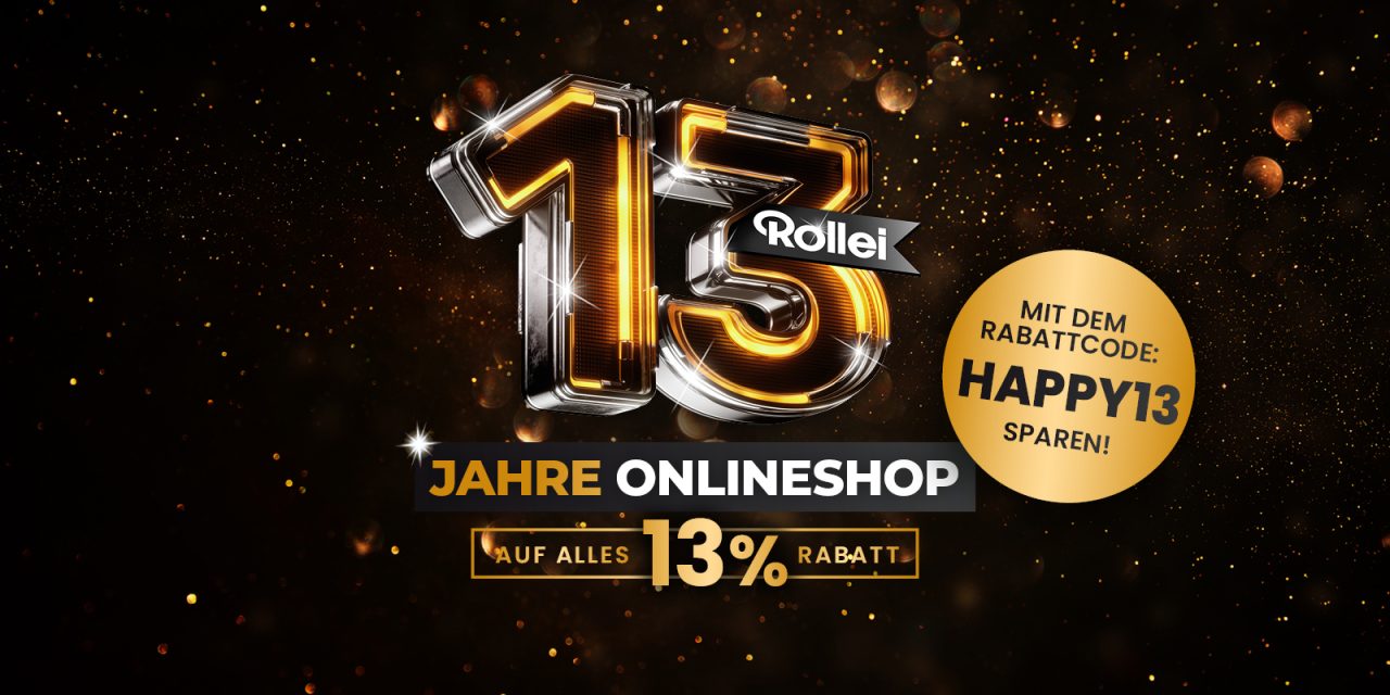 Rollei feiert 13 Jahre Onlineshop: Jetzt 13 % Rabatt auf das gesamte Sortiment sichern!